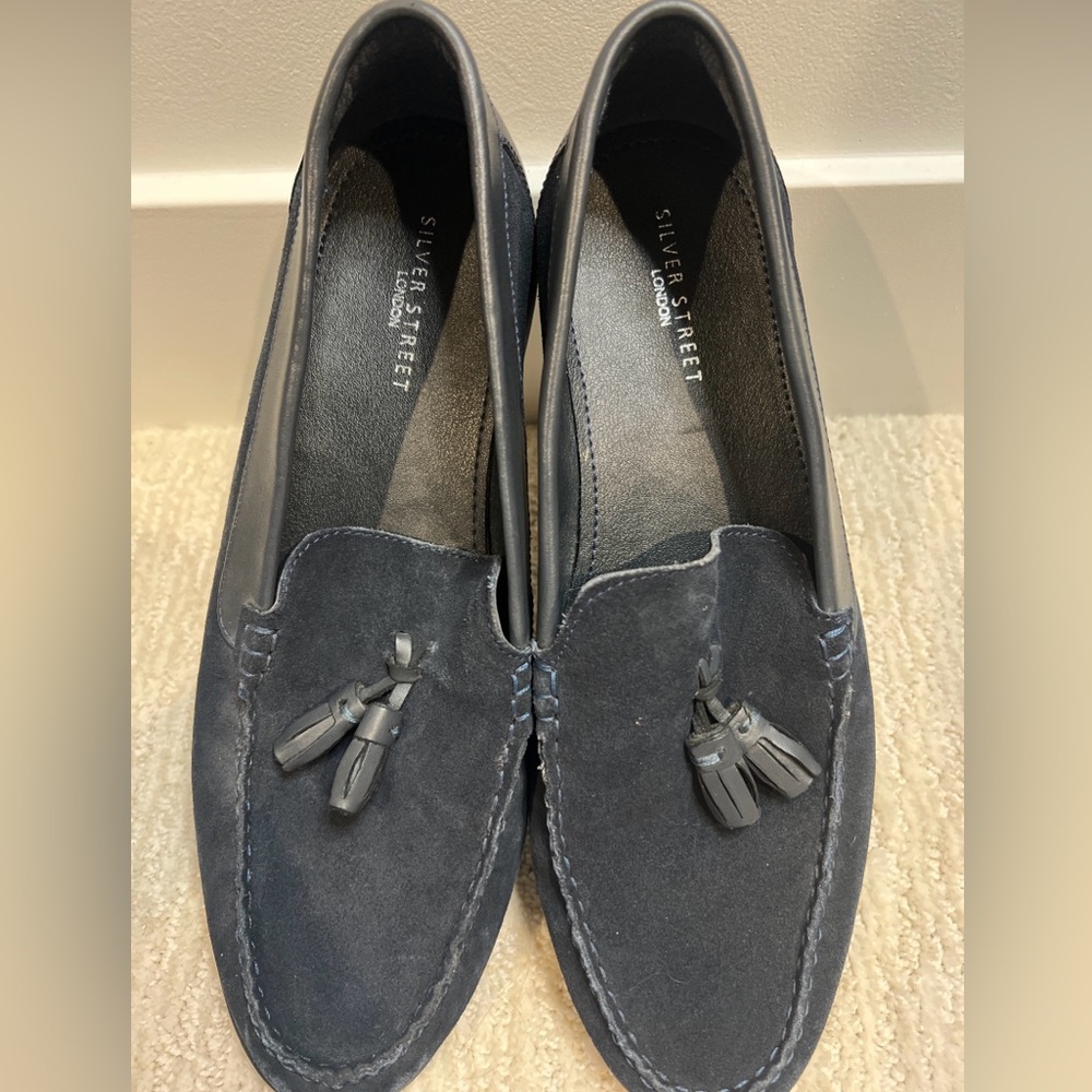 Silver Street London Men's Blue Suede Shoes Loafers size 10 made in India